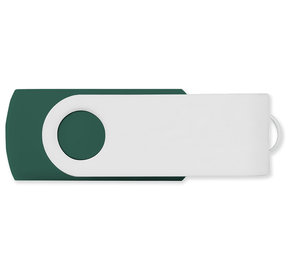 Full Color White Matte Swivel USB Flash Drive 16GB-default
