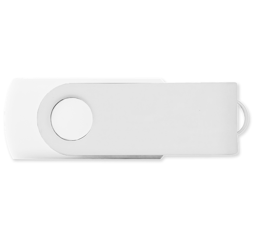 Full Color White Matte Swivel USB Flash Drive 16GB-default