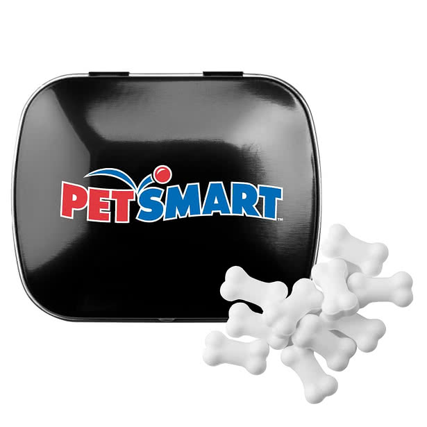 Full Color Domed Tin with Bone Shaped Mints