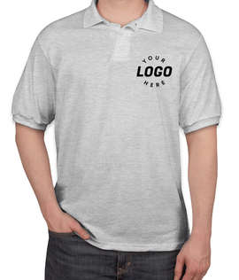 Hanes EcoSmart 50/50 Jersey Polo - Screen Printed - Color: Ash