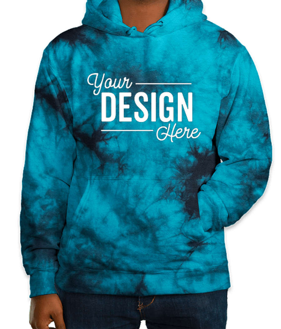Port & Company Crystal Tie-Dye Pullover Hoodie in Black Teal