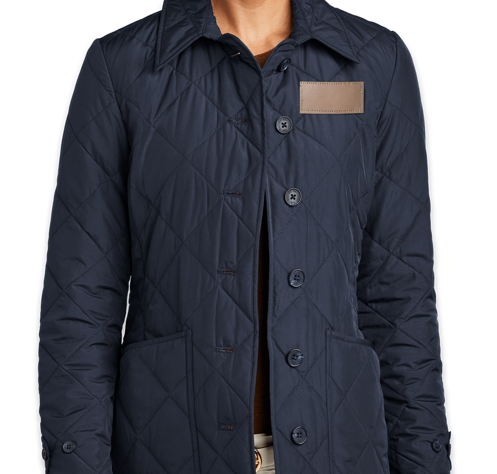 Brooks Brothers Women's Quilted Soft Shell Jacket - Faux Leather Patch-default
