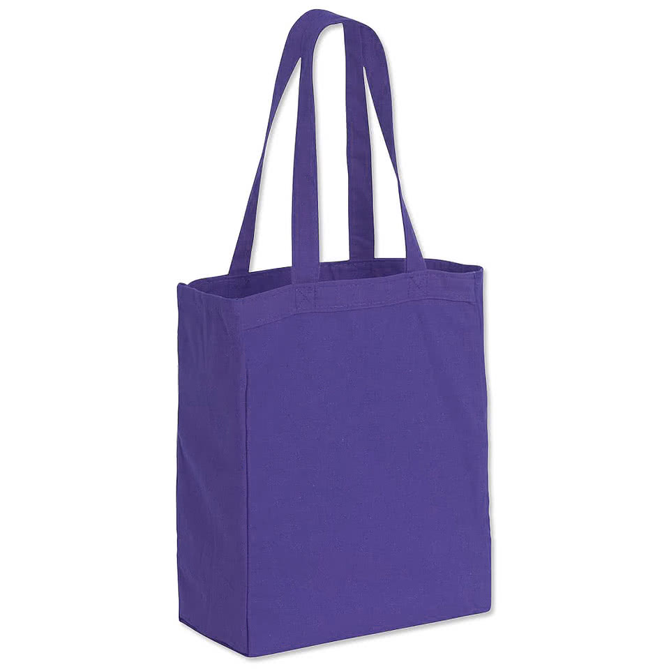 Embroidered Medium Gusseted Midweight 100% Cotton Canvas Tote Bag