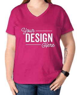 Gildan Women's 100% Cotton V-Neck T-shirt - Color: Heliconia