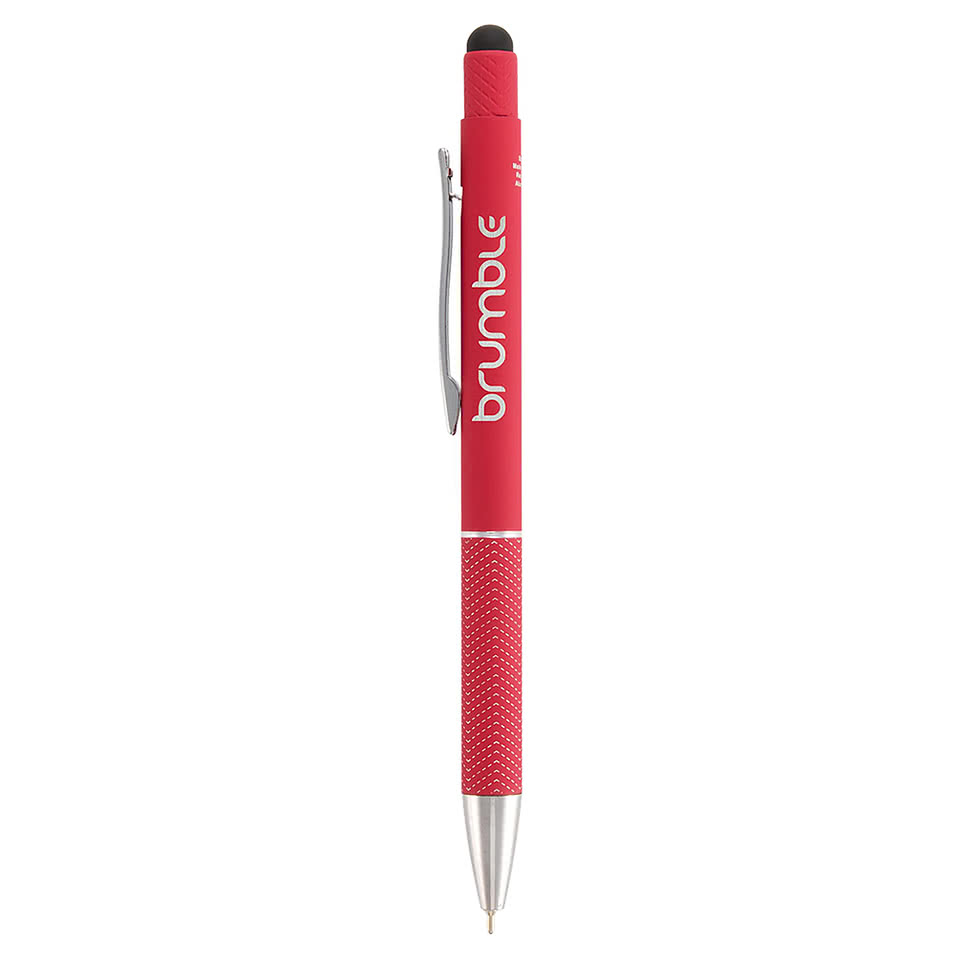 Laser Engraved Nadine Recycled Soft Touch Gel Stylus Pen (blue ink)