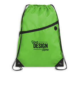 Robin Zipper Drawstring Bag - Color: Lime Green