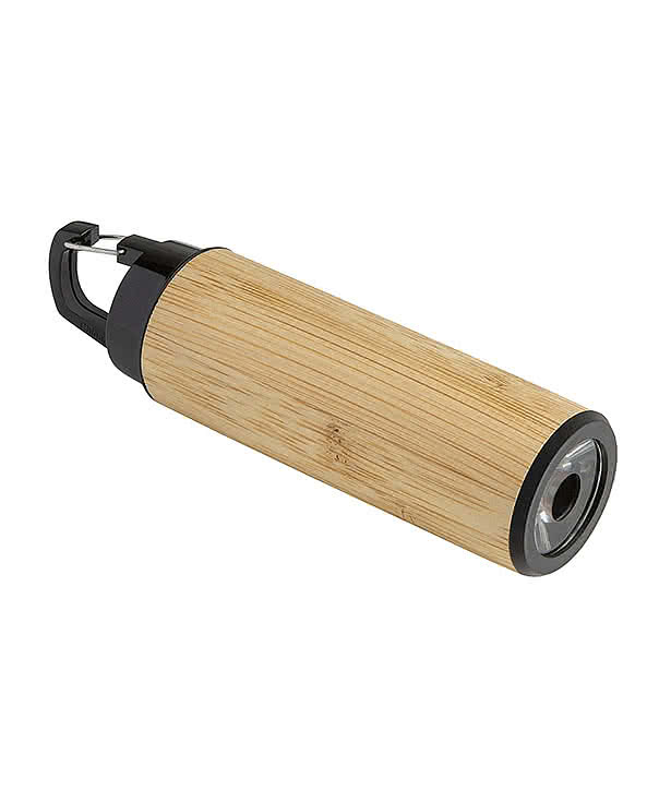 Laser Engraved Bamboo Flashlight with Carabiner