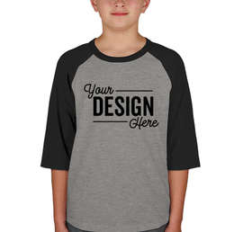 Sport-Tek Youth Raglan T-shirt - Color: Heather Grey / Black