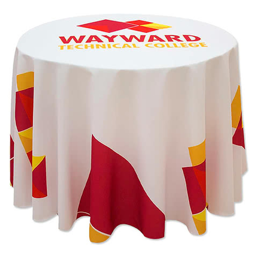 Full Color 3' Round Throw Tablecloth in White
