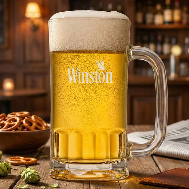 Laser Etched 18 oz. Munich Glass Beer Stein