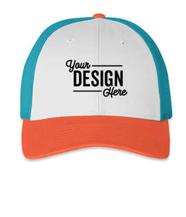 Richardson Low Profile Trucker Hat - Color: White / Blue Hawaiin / Pale Orange