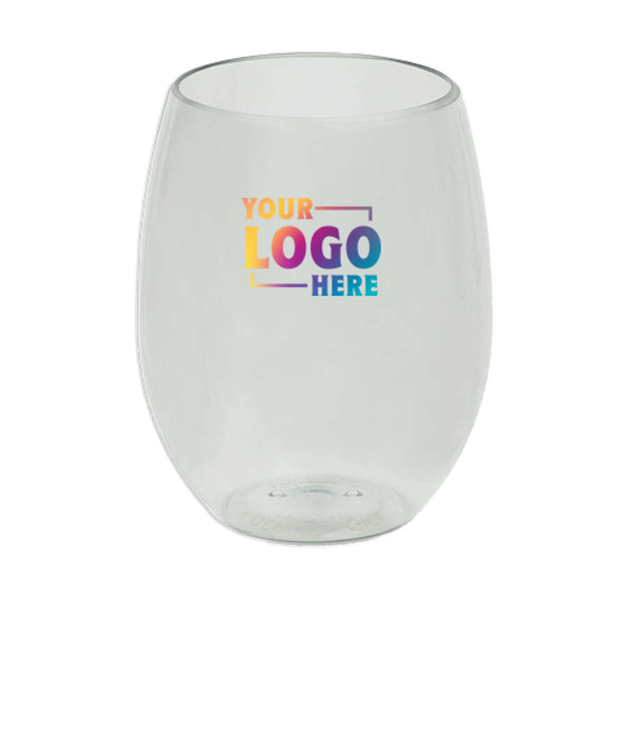 Full Color 16 oz. Veranda Recycled Stemless Wine Glass in Clear