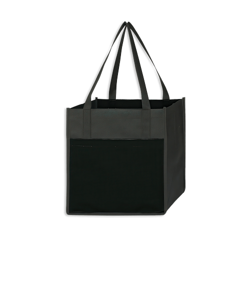 Laminated Combo Shopper Tote Bag in Black with Black