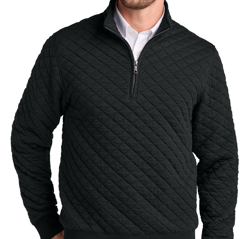 Brooks Brothers Diamond Quilt Quarter Zip Sweatshirt-default