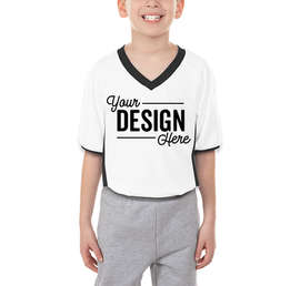 Augusta Youth Cutter+ UPF 50 V-Neck Jersey - Color: White / Black