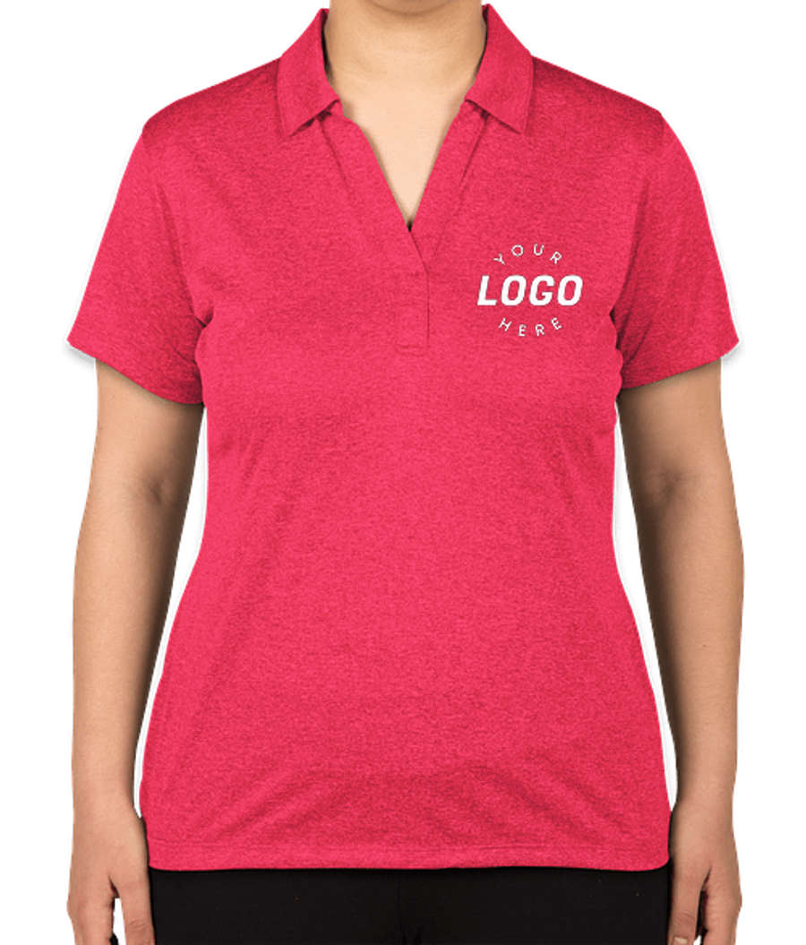 Sport-Tek Women's Heather Contender Performance Polo - Printed in Pink Raspberry Heather