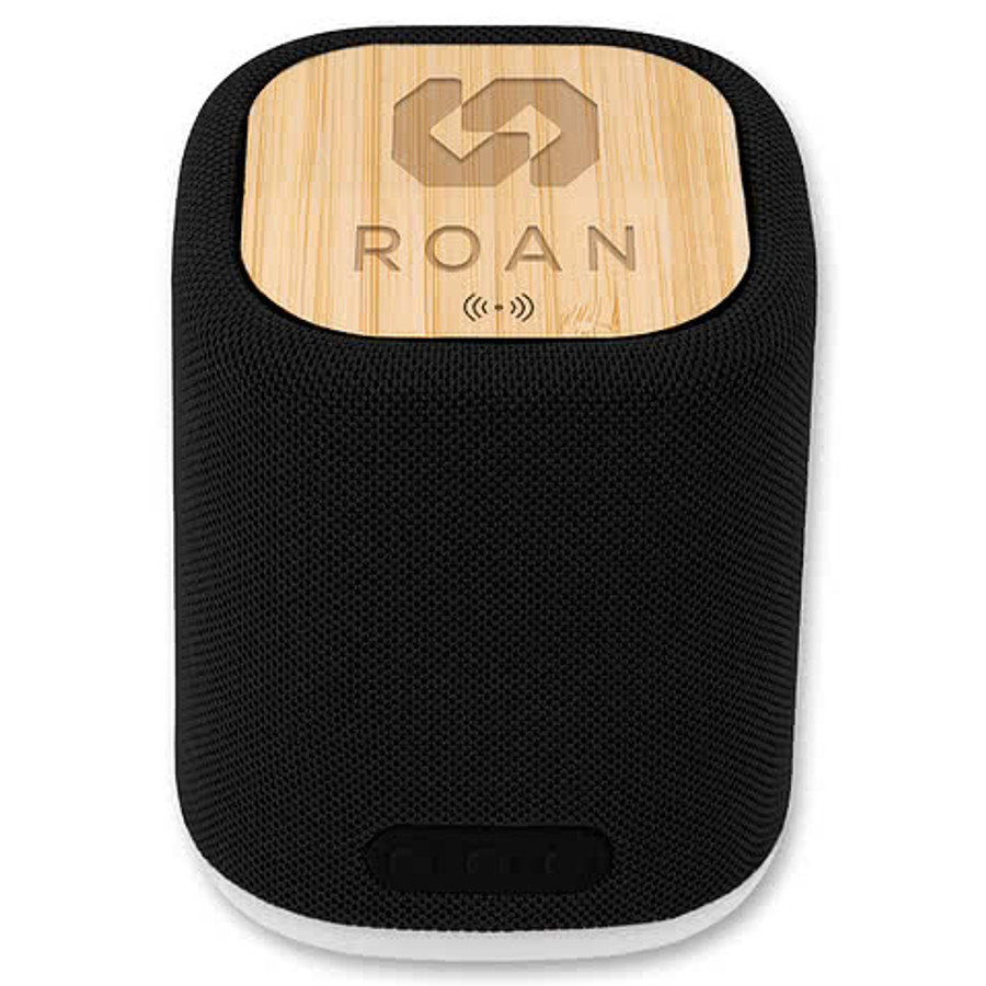 Recycled Light Up Speaker & Wireless Charger in GRAY/BAMBOO