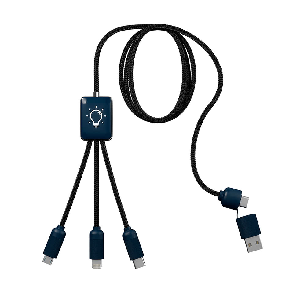 Laser Engraved 5-in-1 Charging Cable with Light-Up Logo