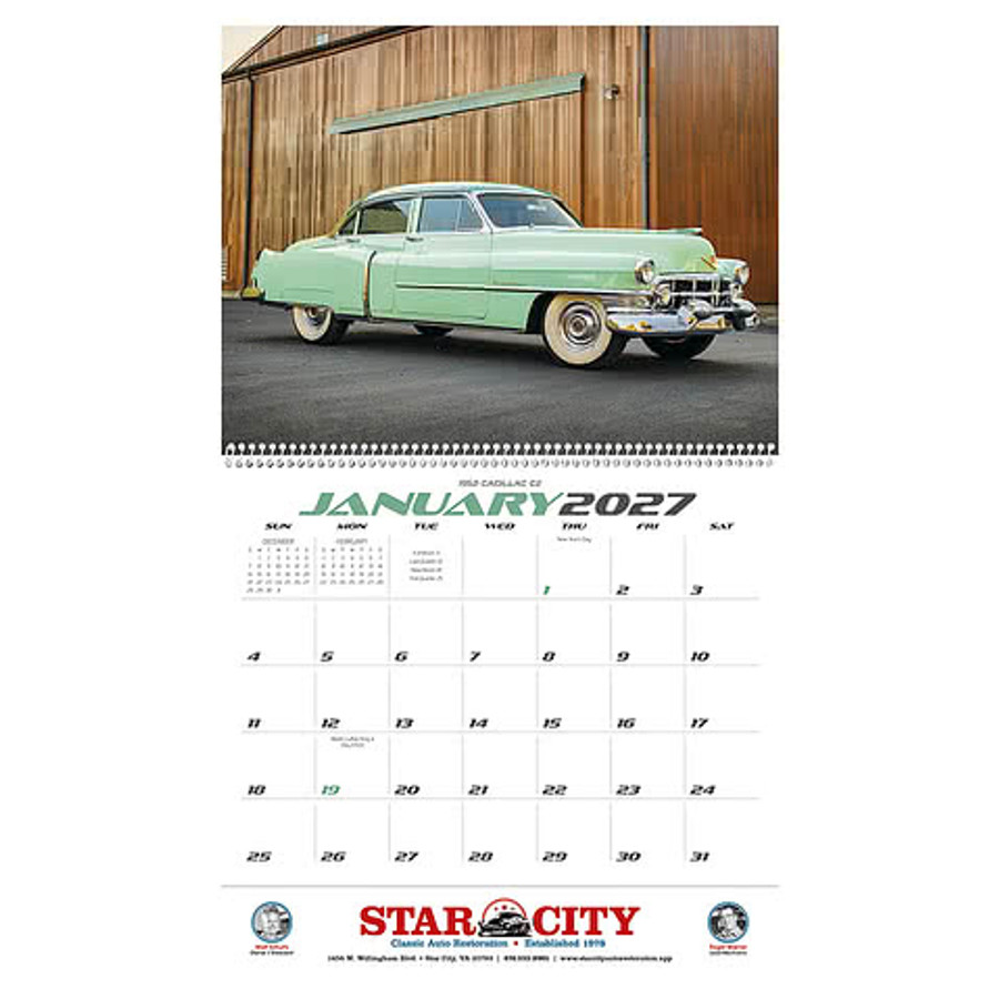 Full Color Classic Cars Spiral Wall Calendar in Classic Cars.2026