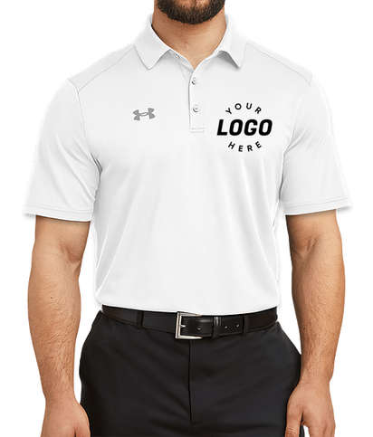 Under Armour Tech Lightweight Performance Polo - White  /  Gray