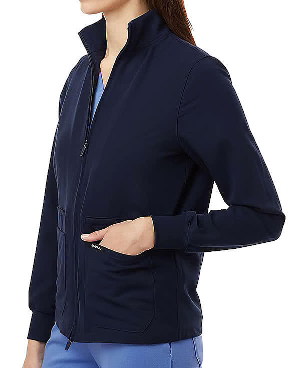 Jaanuu Women's Ceri Essential Six-Pocket Full-Zip Scrub Jacket - Printed