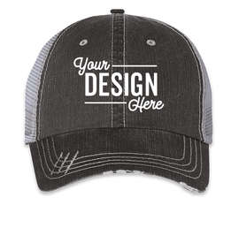 Mega Cap Herringbone Trucker Hat - Color: Black / Grey