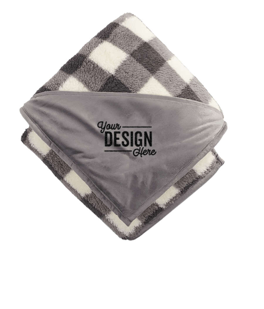 Field & Co. Double Sided Plaid Sherpa Blanket in White/Grey