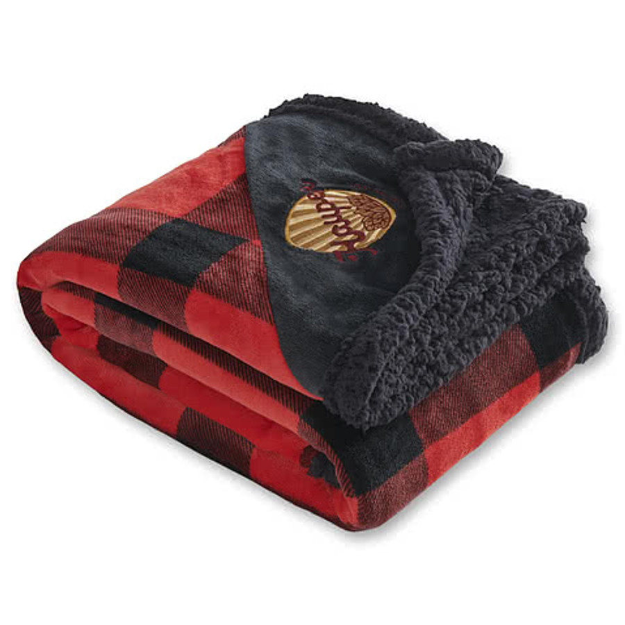 Field & Co. Buffalo Plaid Sherpa Blanket in Red & Black