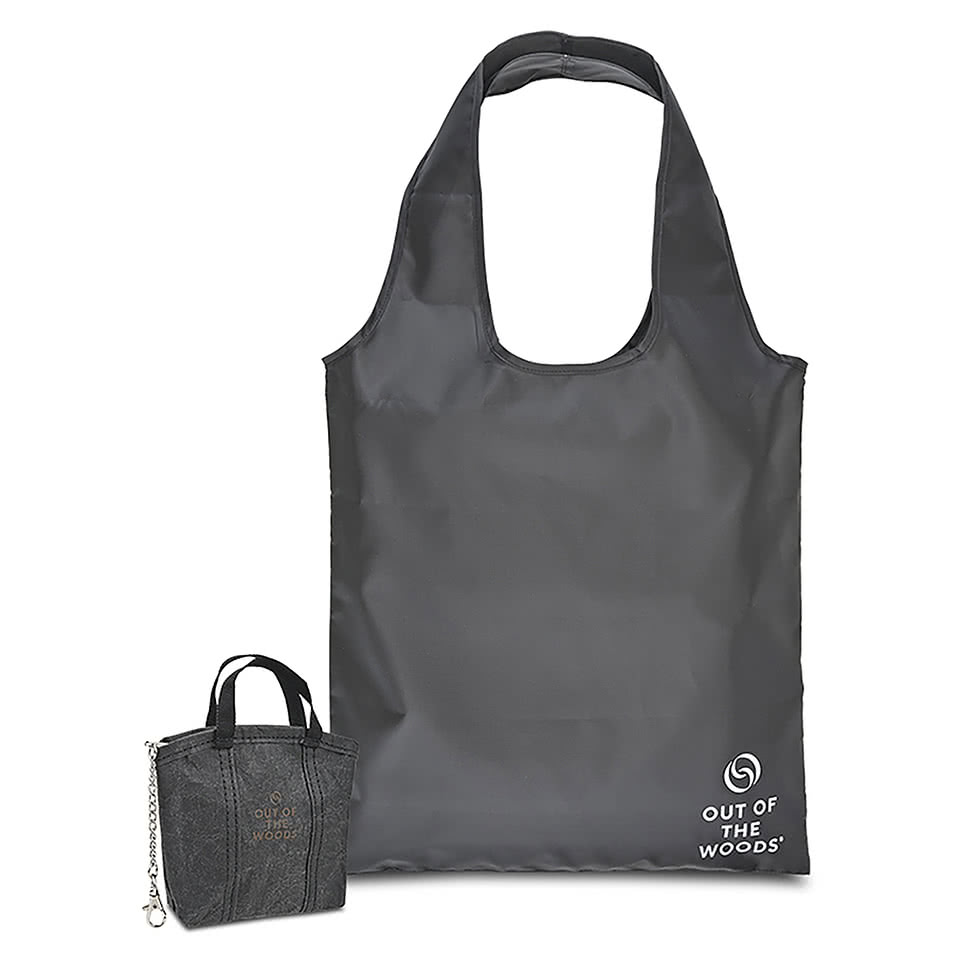 Out of The Woods Packable Shopper Tote Bag with Mini Bag Charm Pouch