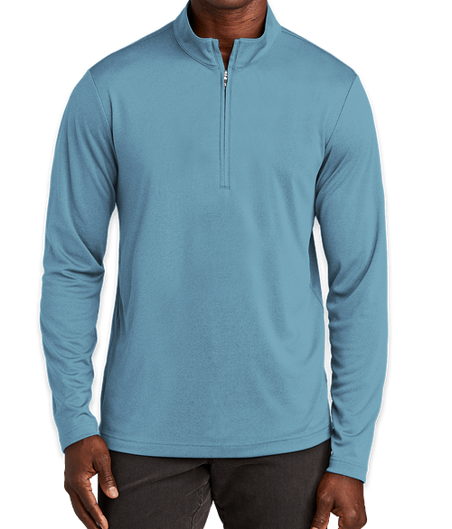 TravisMathew Coto Performance Quarter Zip Shirt - Printed in Brilliant Blue Heather