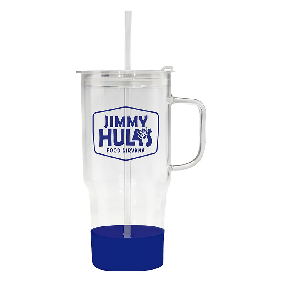 40 oz. Cafe America Glass Dual Lid Travel Mug with Straw