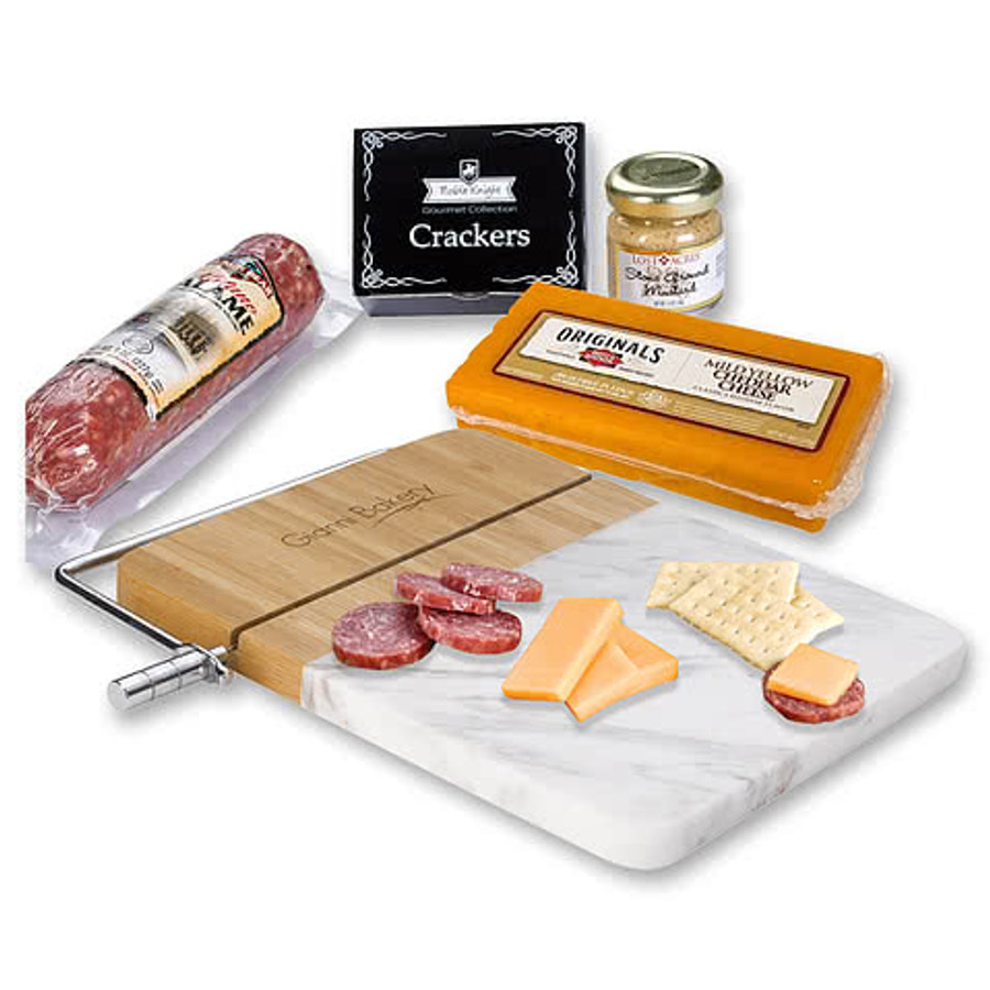 Marble Cutting Board Charcuterie Set in White Marble