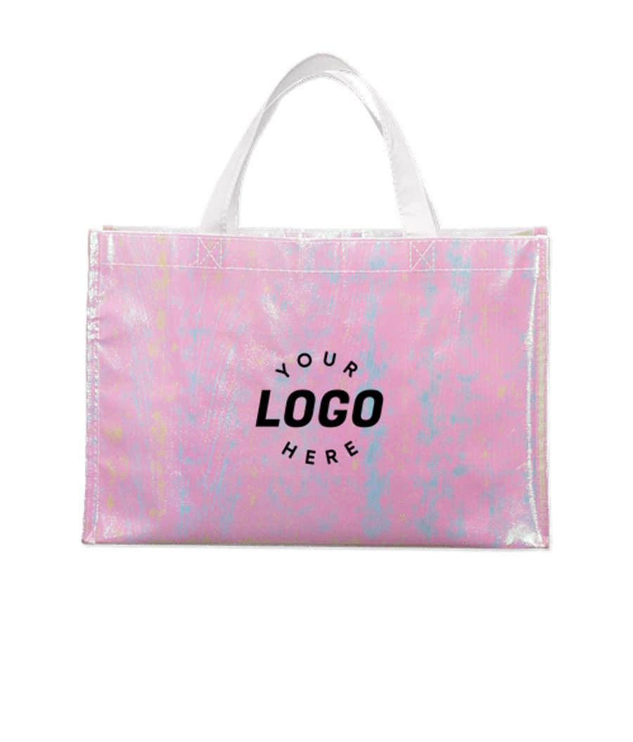 Medium Iridescent Non-Woven Shopper Tote Bag in Iridescent