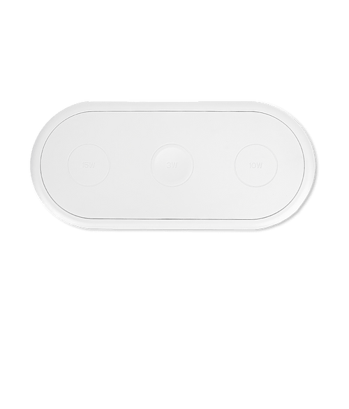 Full Color Recycled 3-in-1 Portable Wireless Charging Pad in White