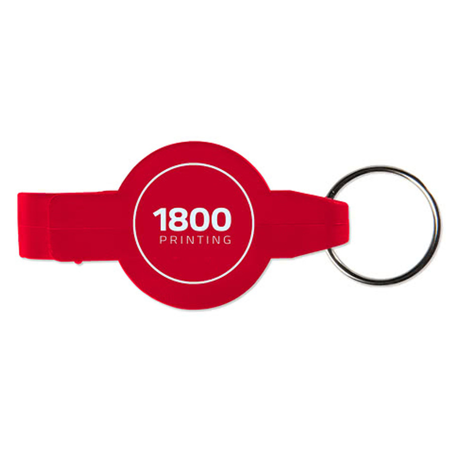 Round Stainless Steel Beverage Wrench Keychain in Red