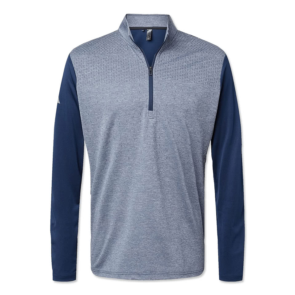 Adidas Ultimate365 Heather Block Print Quarter Zip Performance Shirt
