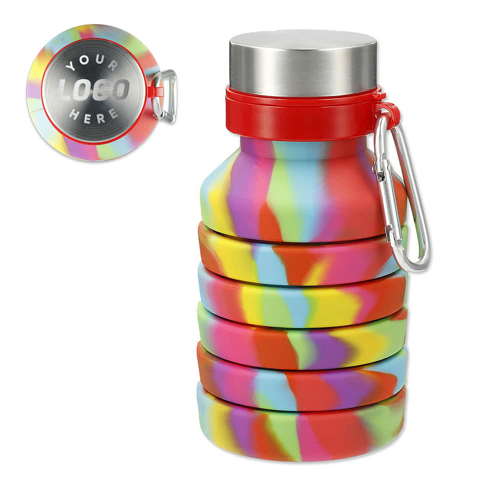 Laser Engraved 18 oz. Tie-Dye Zigoo Silicone Collapsible Bottle