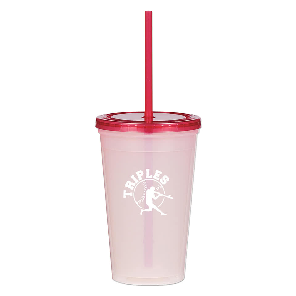 16 oz. Promotional Color Changing Tumbler with Straw