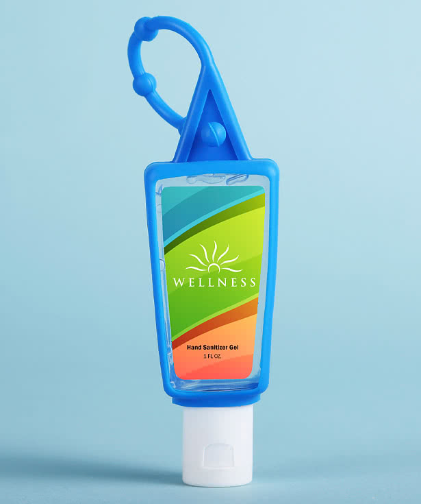 Full Color 1 oz. Gel Hand Sanitizer with Silicone Carabiner