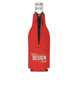 Foldable Foam Zipper Bottle Cooler - Color: Burnt Orange