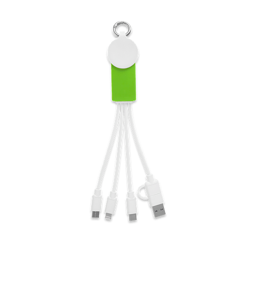 Recycled Multi-Charging Cable with Watch Dock in White with Lime