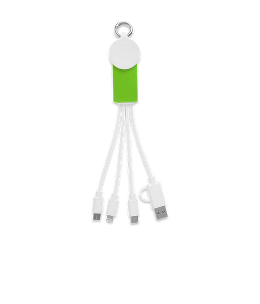 Recycled Multi-Charging Cable with Watch Dock in White with Lime