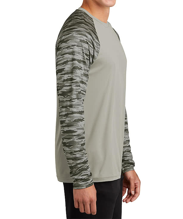 Sport-Tek Drift Camo Colorblock Long Sleeve Performance Shirt