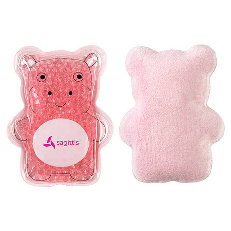 Plush Hippo Aqua Pearls Hot/Cold Pack in Pink
