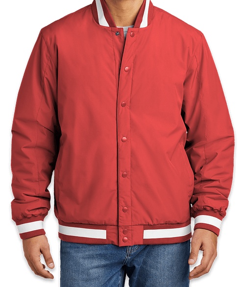 Sport-Tek Varsity Insulated Jacket - Embroidered in Deep Red