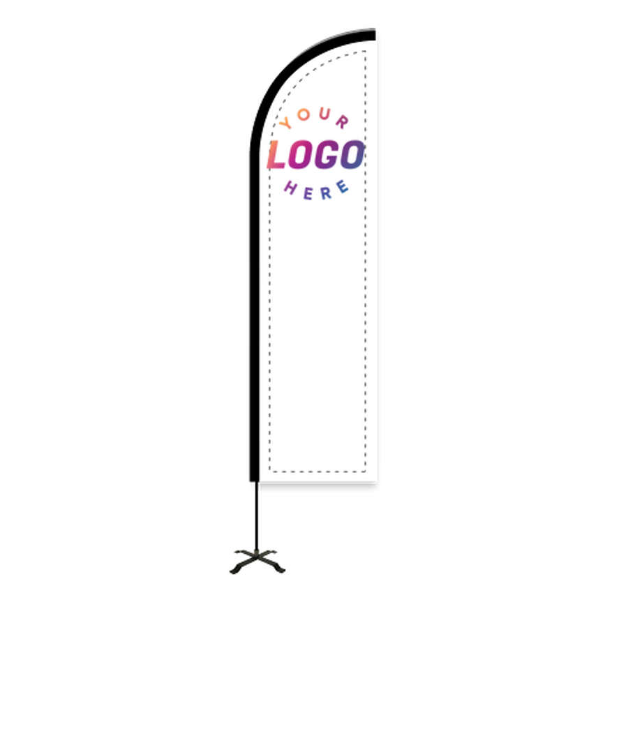 Full Color 8' Portable Feather Flag with Cross Base in White