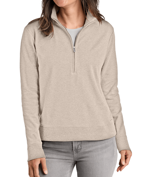 TravisMathew Women's Ocean Villa Quarter Zip Sweatshirt in Natural Heather