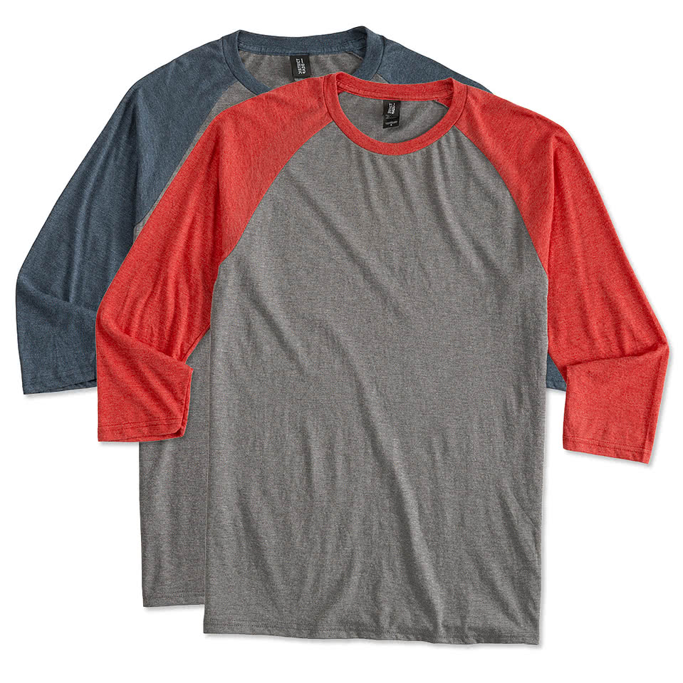 Custom District Tri-Blend Raglan T-shirt - Design Long