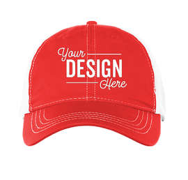 Pacific Headwear Vintage Snapback Trucker Hat - Color: Red / White / Red