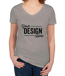 Canada - Threadfast Women's Slim Fit Lightweight V-Neck Pigment Dyed T-shirt - Color: Grey